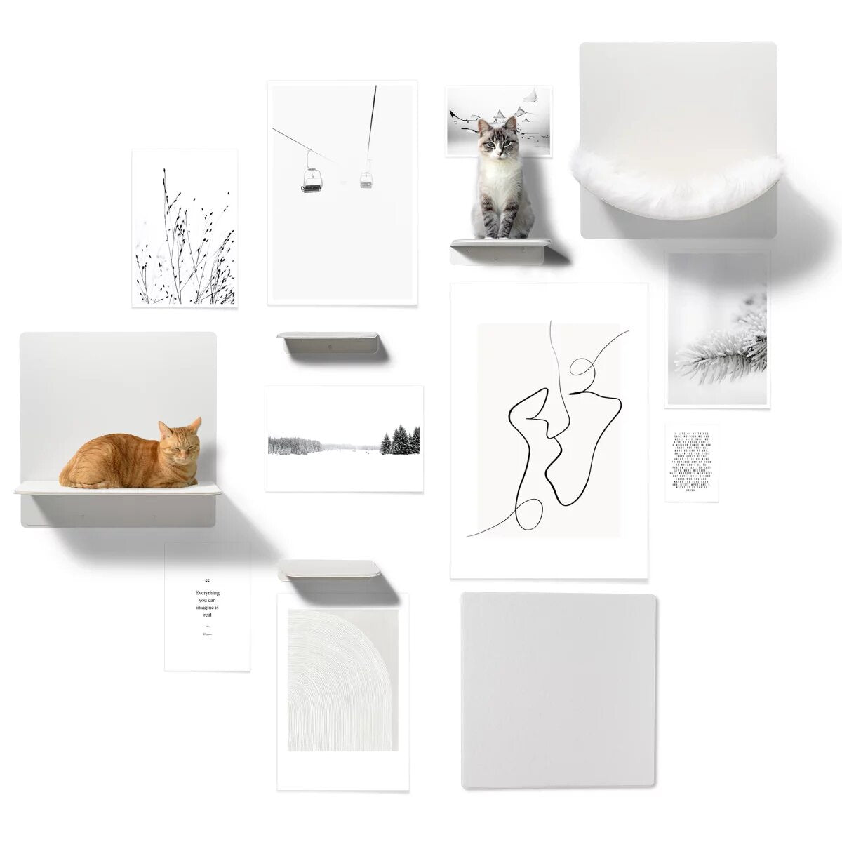 Arbre à Chat Mural Complet | Lozamo - WL 300 Blanc
