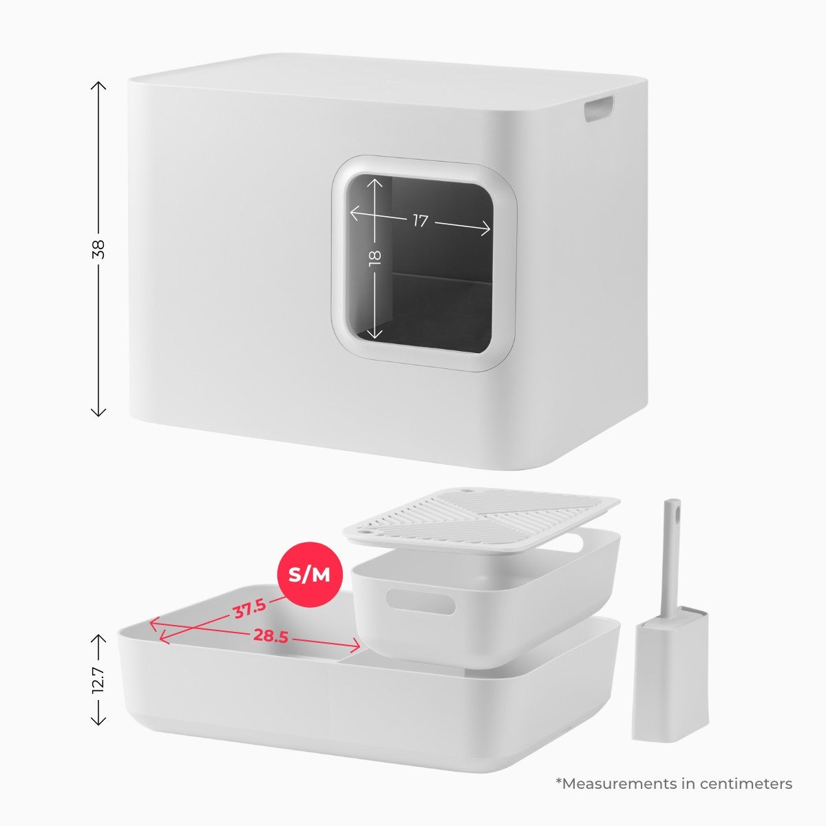 Bac à litière avec tamis pour Chat | Hoopo® - Dome Blanc