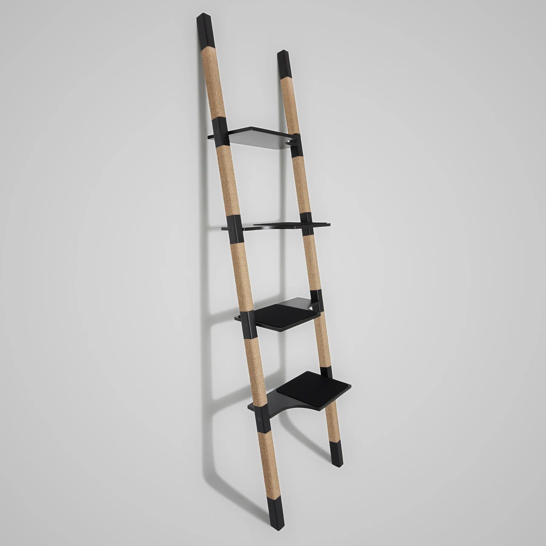 H-Tree H4 noir laqué – plateformes en feutre de laine et colonnes sisal