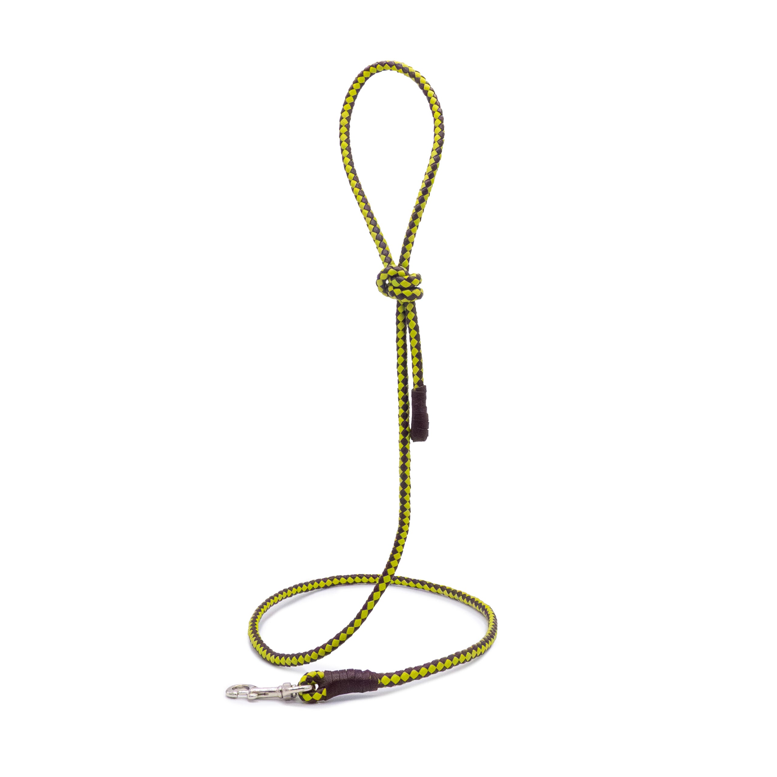 Laisse chien cuir tressé rouge & vert – design italien EMMA Firenze