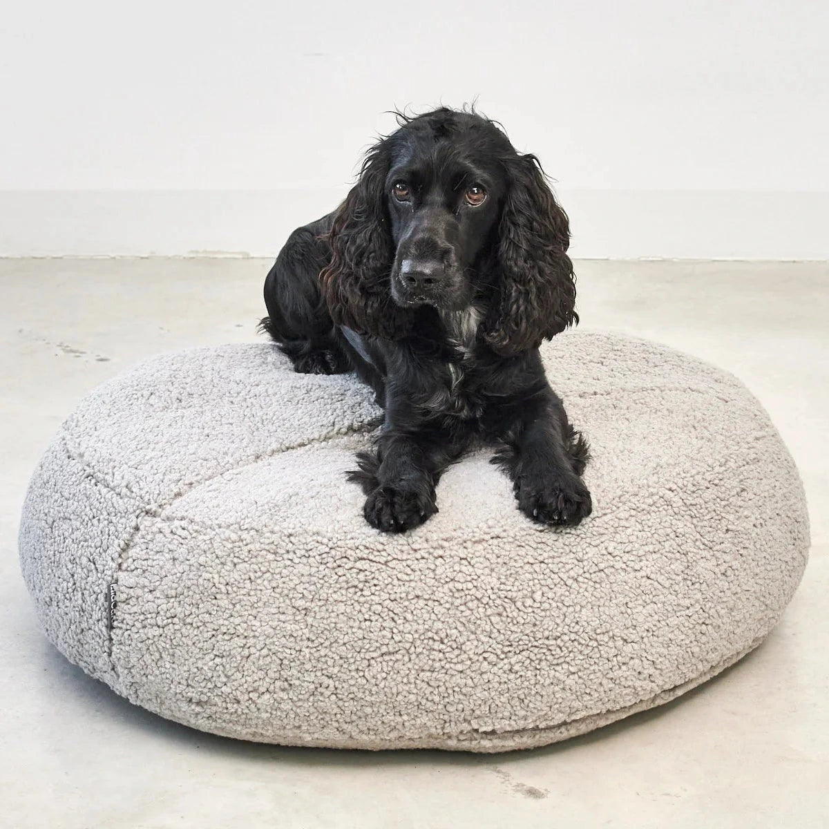 Pouf pour chien design Senso MiaCara en tissu bouclette – coloris neutre