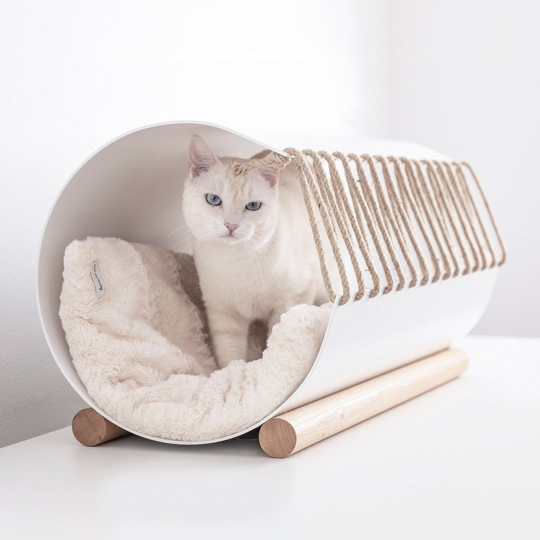 Panier Luxe et Design pour Chat | TUBO Blanc - Lozamo