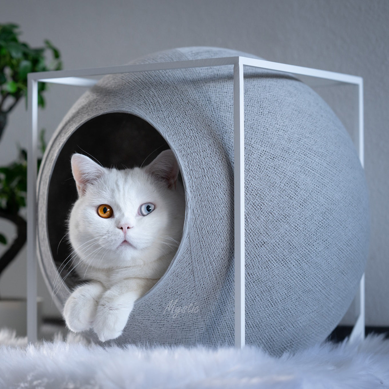 Cocon pour Chat Design - CUBE Acier Blanc