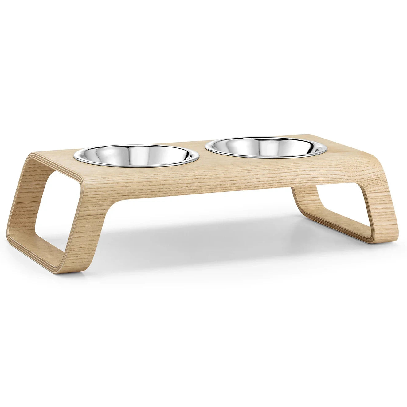 Desco – Gamelle design en bois et acier inoxydable pour chat
