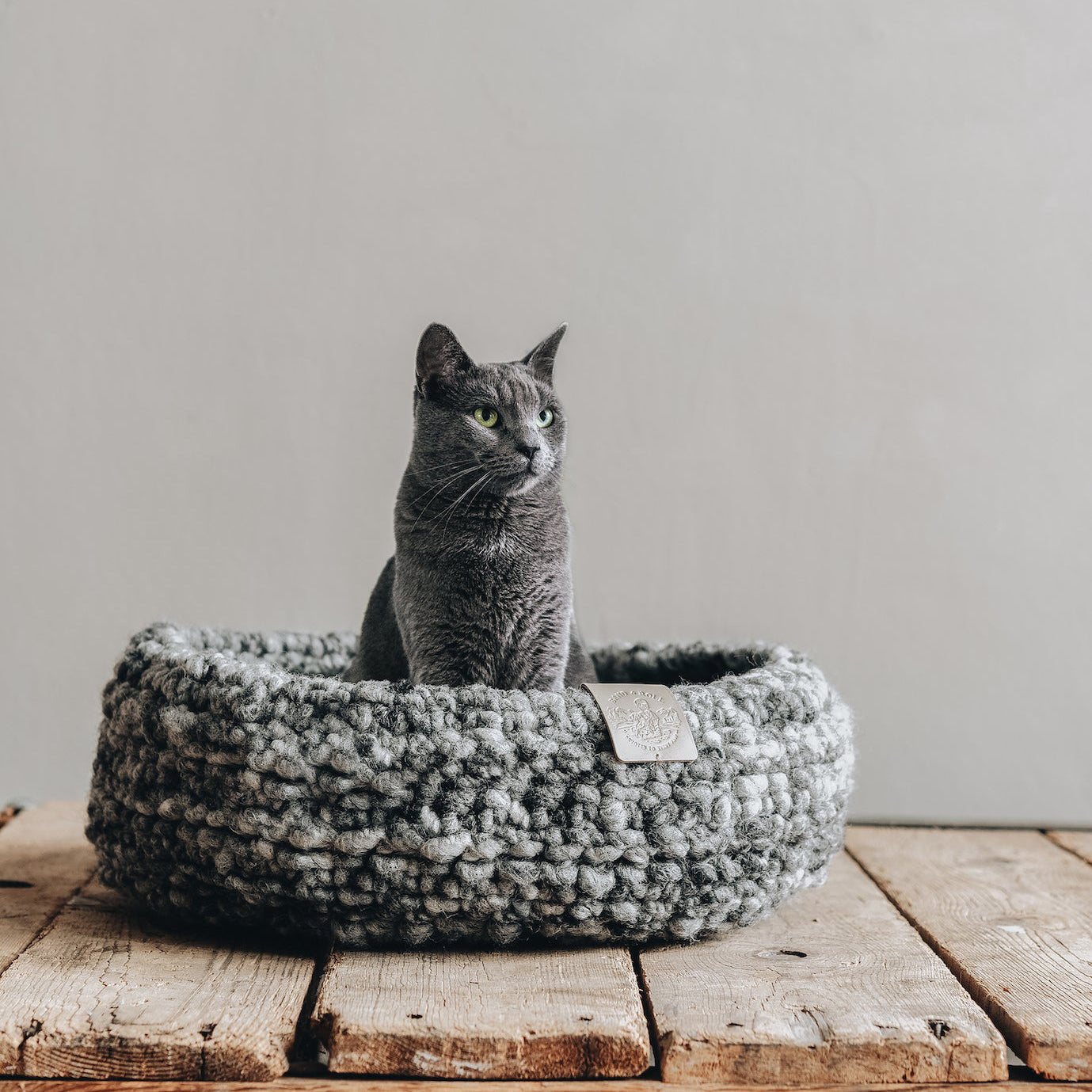 Panier pour Chat en laine Design | Fabrication artisanale - NEST Gris