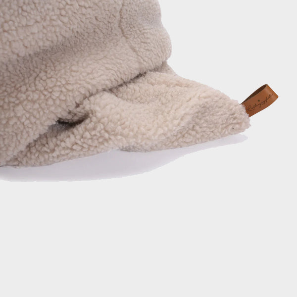 Beige teddy plush sleeping bag