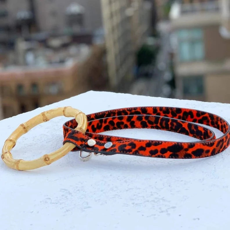 Laisse pour Chien de Luxe - Cuir Italien | Motif Léopard