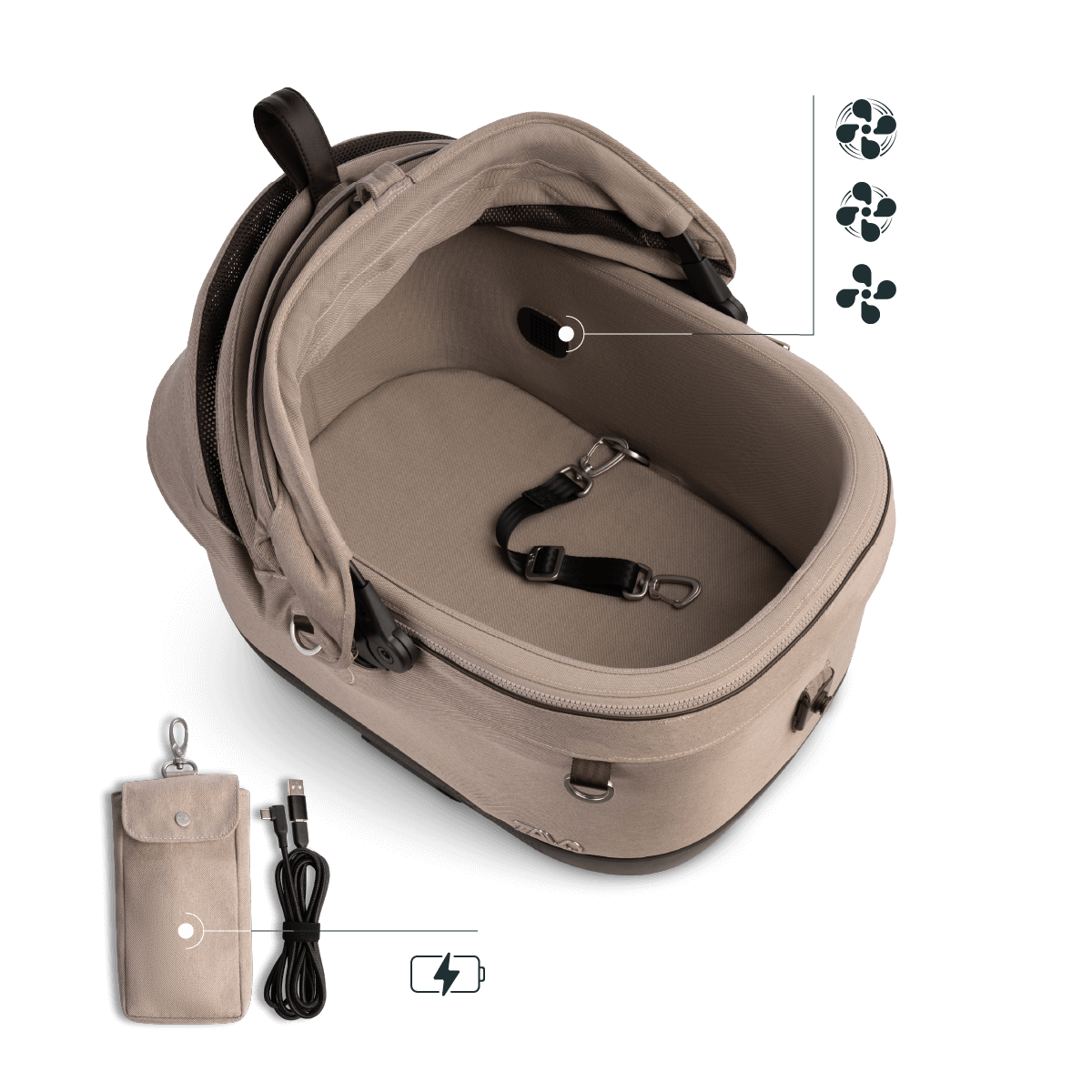 Maeve ISO Wind – Siège Auto ISOFIX Ventilé & sac de transport pour Chien ou Chat