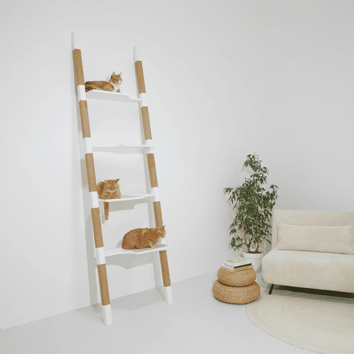 arbre à chat design H4 H-Tree Studio bois massif et sisal naturel