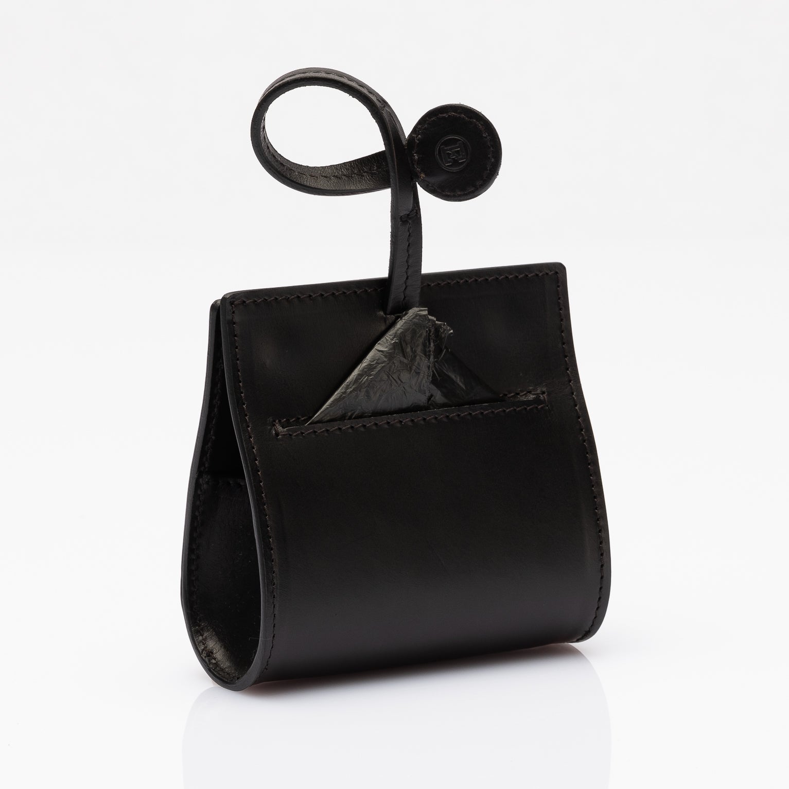 Porte-sacs chien luxe en cuir noir – design italien EMMA Firenze